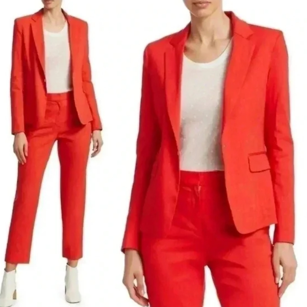 Rag and Bone Fire Orange Red Linen pants suit - size 0